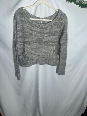 Free People Heather Gray Cropped Crewneck Sweater